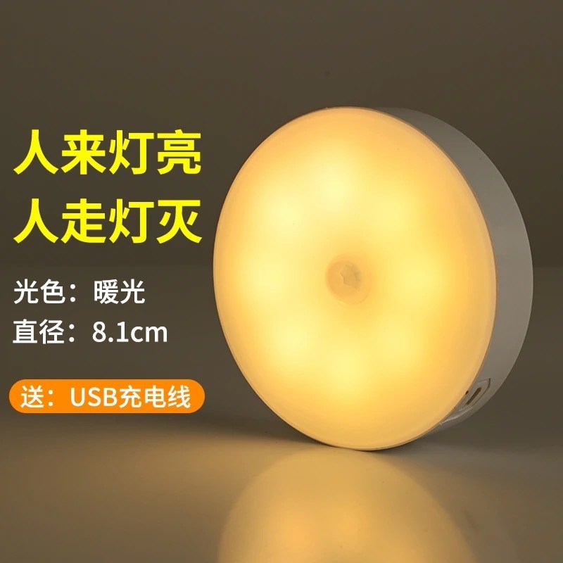 智能人体感应小夜灯led充电感应床头夜灯卫生间楼梯入户走廊灯|undefined