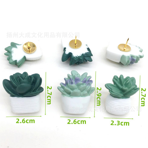 Amazon Hot Selling Creative Succulent Cactus Thumbtack Photo Wall Office DIY Potted Plant Press Pin Wall Nail Tack