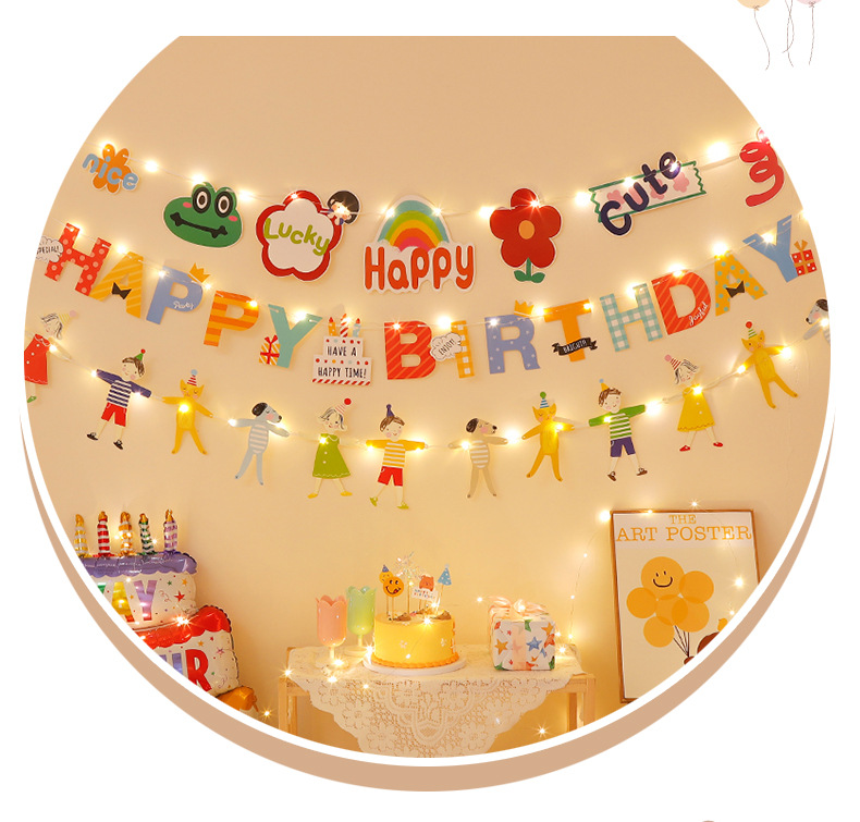 Birthday Banner Set For Childrens Party Decorations And Flags_voghion.com
