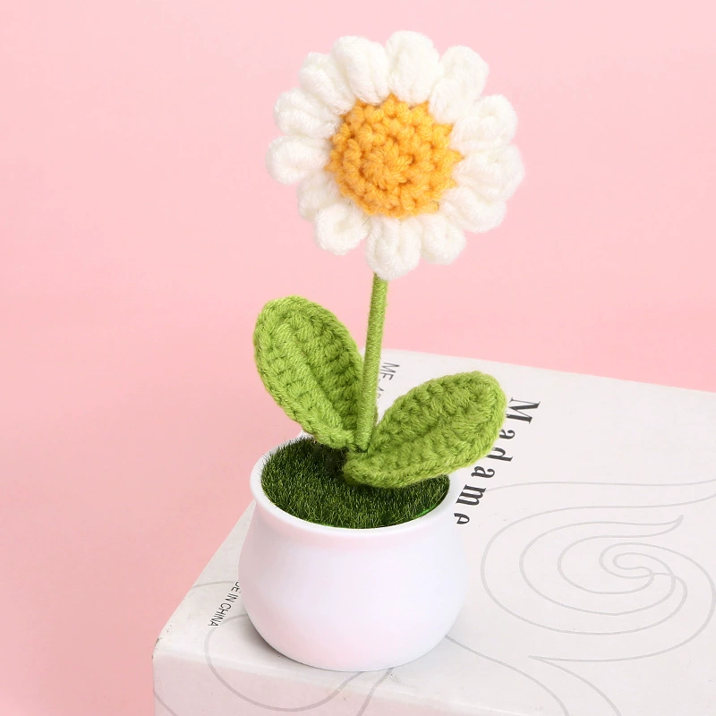 Wool woven woven lavender potted small safflower small daisy potted office home small decoration manual simulation flowers