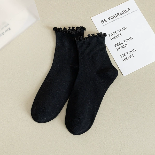 【Short Wooden Ear Comb with Cotton】 Black.