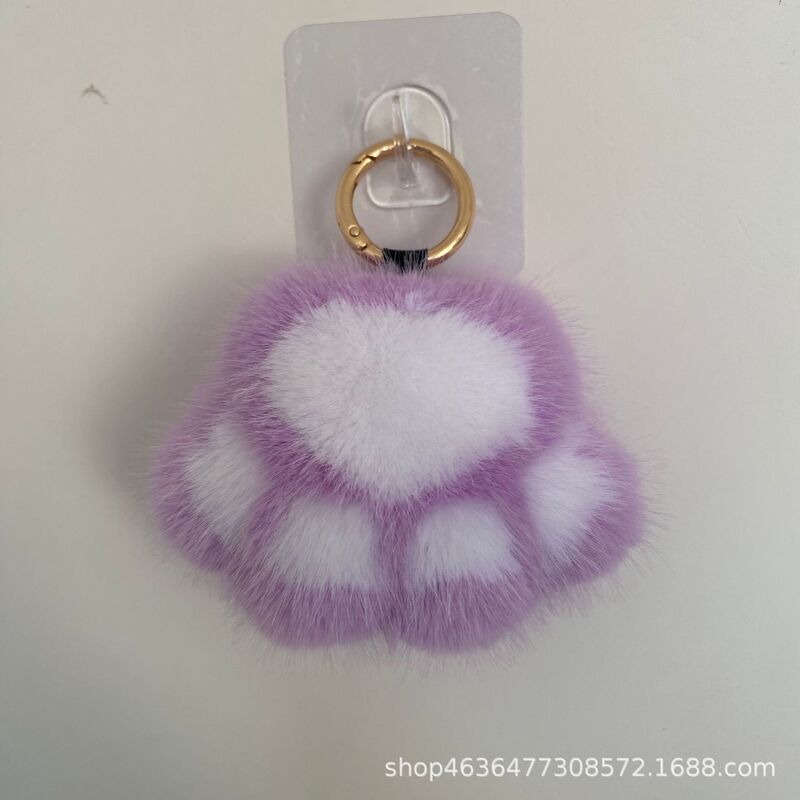 Cat Paw Plush Pendant Imitation Mink Fur Cat Paw Bag Pendant Creative Car Keychain Couple Backpack Decoration Gift