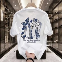 潮牌短袖T恤男2024夏季新款跨境痞帅宽松休闲印花ins半袖百搭上衣