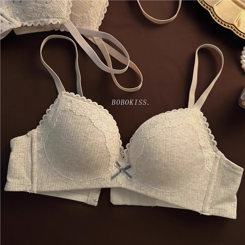 蕾丝甜美碎花内衣女无钢圈收副乳小胸聚拢收副乳舒适透气文胸罩夏|undefined