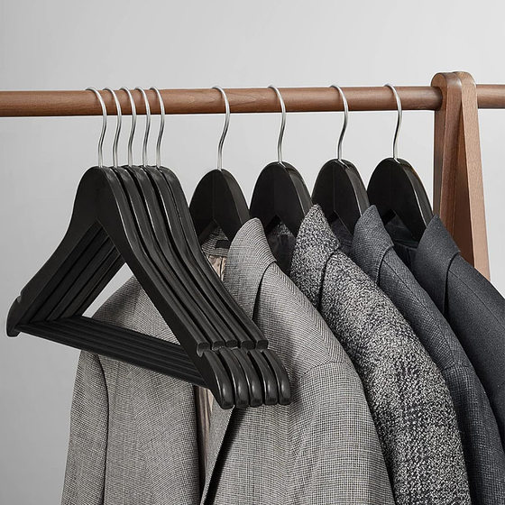 White Solid Wood Hanger Suit Suit Hotel Cross-border Clothes Hanging Seamless Clothes Support Admits Wooden Clothes Hanging Wholesale