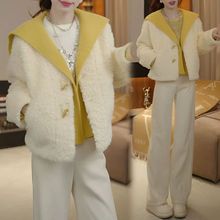 2025秋冬新款韩版时尚百搭显瘦毛毛翻领披肩设计感胖mm上衣女外套