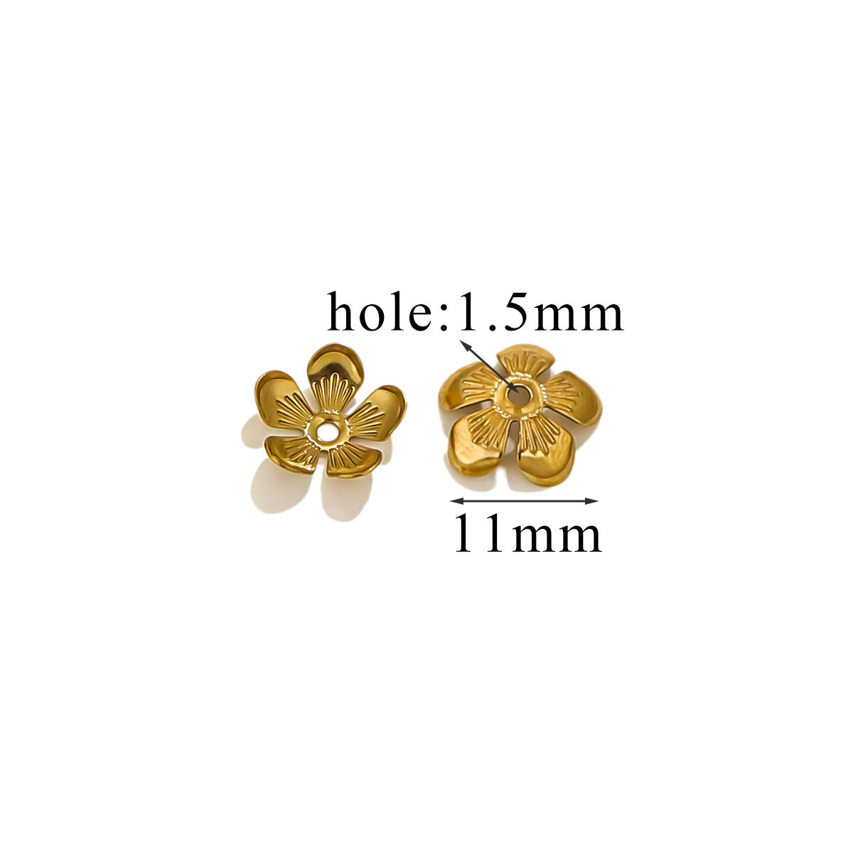 Petal de acero inoxidable sombrero de perlas 18K vacío chapado DIY collar pulsera joyería para hacer junta sombrero de perlas