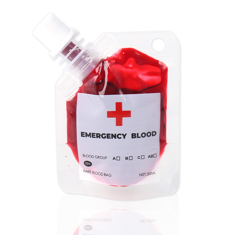 Halloween sangre falsa bolsa de sangre cos props vampiros zombis sangre plasma realista props vomitar sangre