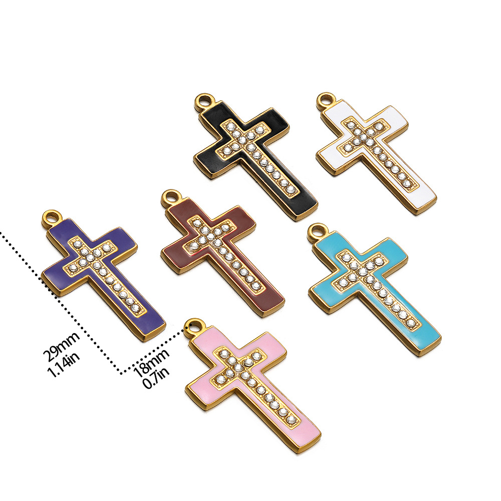 13g Weight Pendant Jewelry Making Type Rhinestones Inlay Material DIY Jewelry Accessories Classification 5 PCS/Package Quantity 304 Stainless Steel Material Cross Pattern Inlay Design Retro, Simple Style Style 5 PCS/Package 304 Stainless Steel Rhinestones Cross Pendant 1