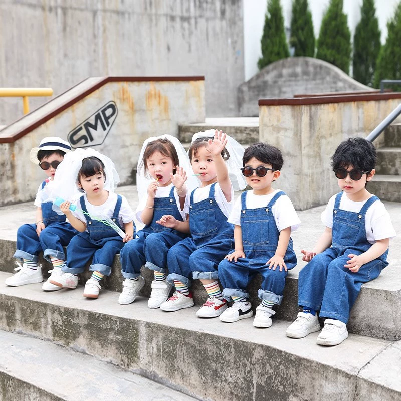 Summer denim overall for early age, children's suit for photo sessions