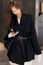 加大码风衣外套女中长款胖mm毛呢开衫呢子斗篷大衣300斤上衣ins潮
