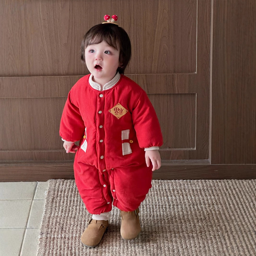 Ropa de algodón para bebés, ropa de invierno para bebés, ropa de invierno para bebés, ropa de Año Nuevo para niños recién nacidos, chaqueta acolchada de Año Nuevo, ropa acolchada de invierno para niños