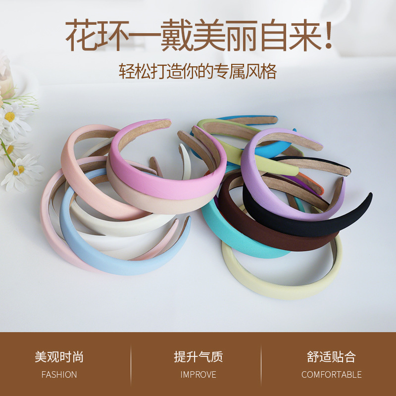 雪纺糖果色发卡发箍女百搭外出细款海绵头箍简约韩国风防滑发饰