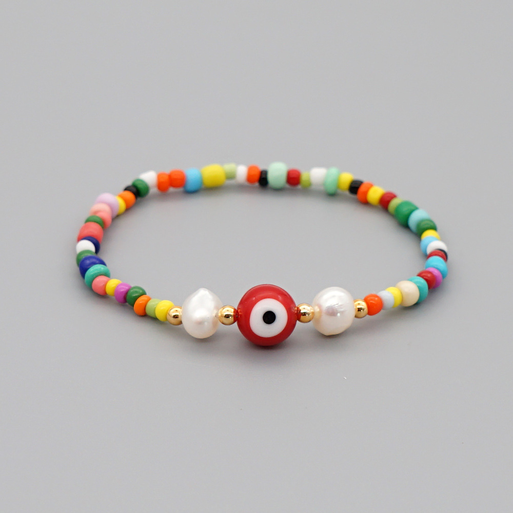 Bohemian Style Pearl Red Demon Eye Bracelet Wholesale display picture 7