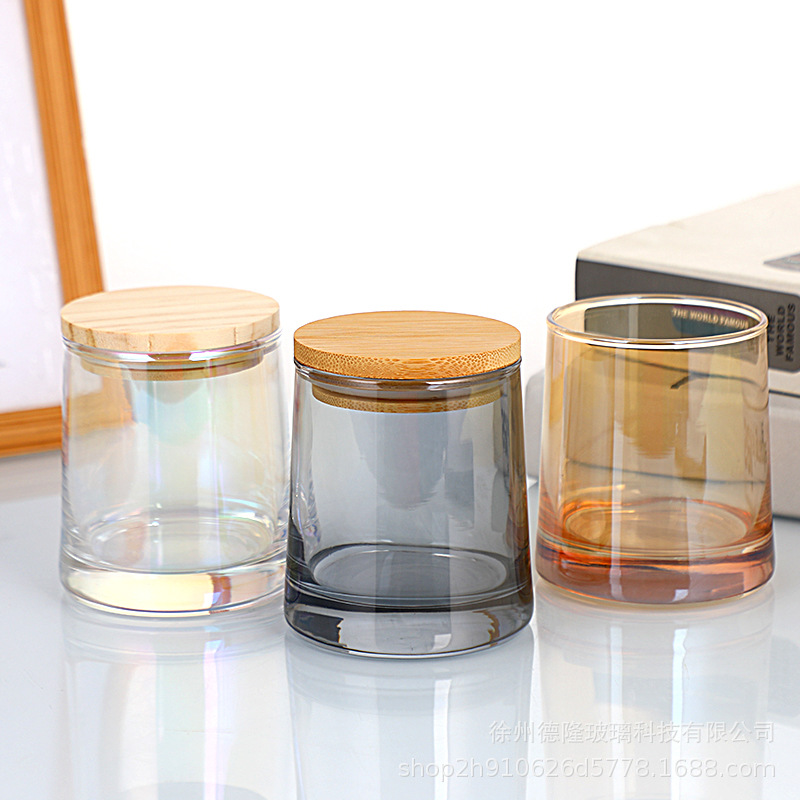 Taza de cera de banana ámbar con tapa ins taza vacía color brillante DIY vasos de cera de piedra de fragancia decoración de alta calidad