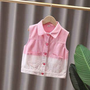 Girls' Vests, Kidsren's Clothing, Spring and Summer New Styles, Small and Medium-Sized Kidsren's Baby Girls' Outer Wear Sleeveless Tops, Korean Style Vest Jackets