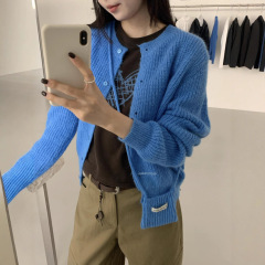 MZI STUDIO 秋冬多巴胺简约清新纽扣长袖开衫毛衣女25758(配包包)