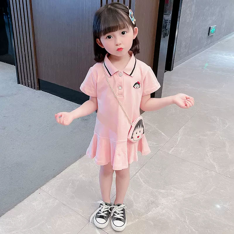 女童polo连衣裙夏季2024新款洋气女宝宝时髦儿童装女孩夏装裙子潮
