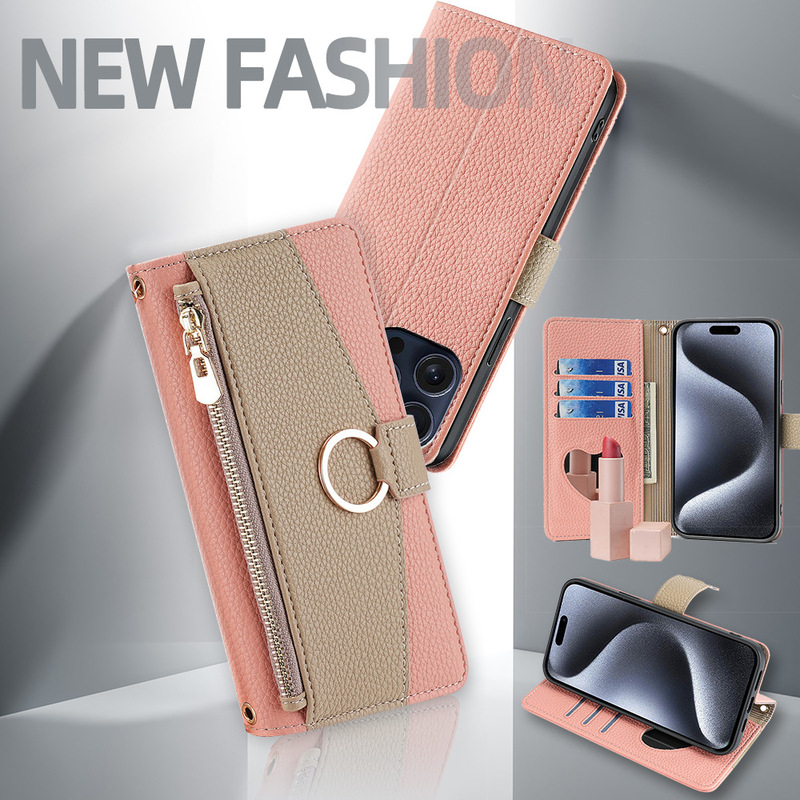 Suitable for Samsung S25 Ultra Anti-Fall Phone Case, S26 Ultra Lanyard, S24Fe Crossbody Phone Chain Leather Case