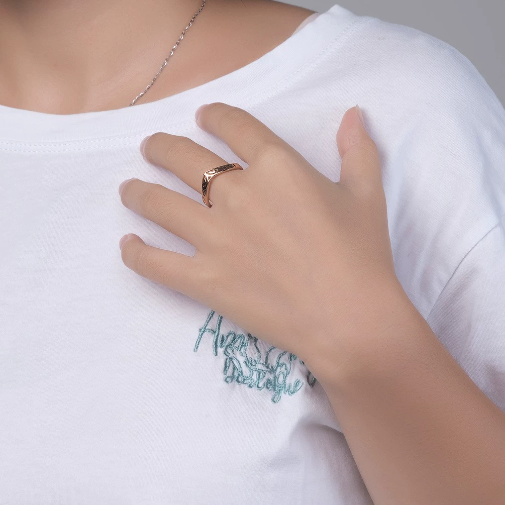 Стainless Steel Heart-Shaped Ring Jewelry in Steel or Pink Gold, Multiple Sizes for Women