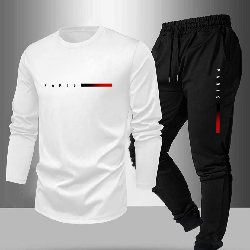 White + black trousers