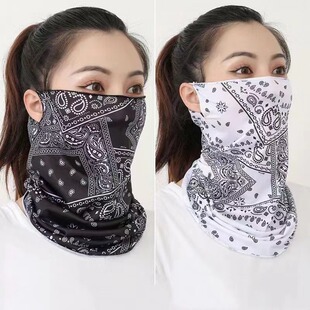 Ice Silk Sunscreen Mask Men's and Women's Anti-UV Hanging Ear Neck Protection Scarf Summer Thin Breathable Riding Veil Face Covering