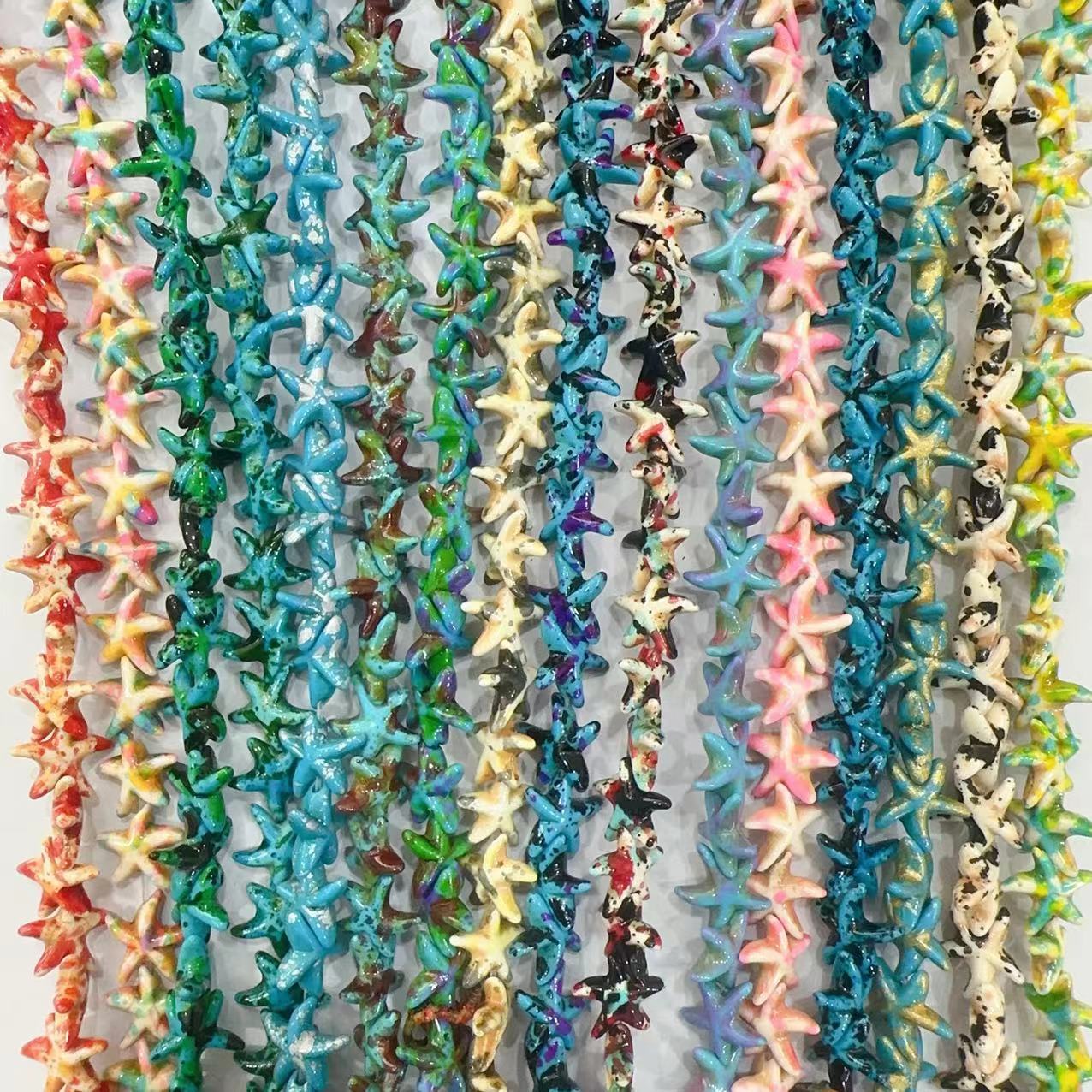 Ventas transfronterizas de coloridas estrellas de mar de piedra de pino cuentas semiacabadas DIY accesorios accesorios materiales de joyería hecha a mano