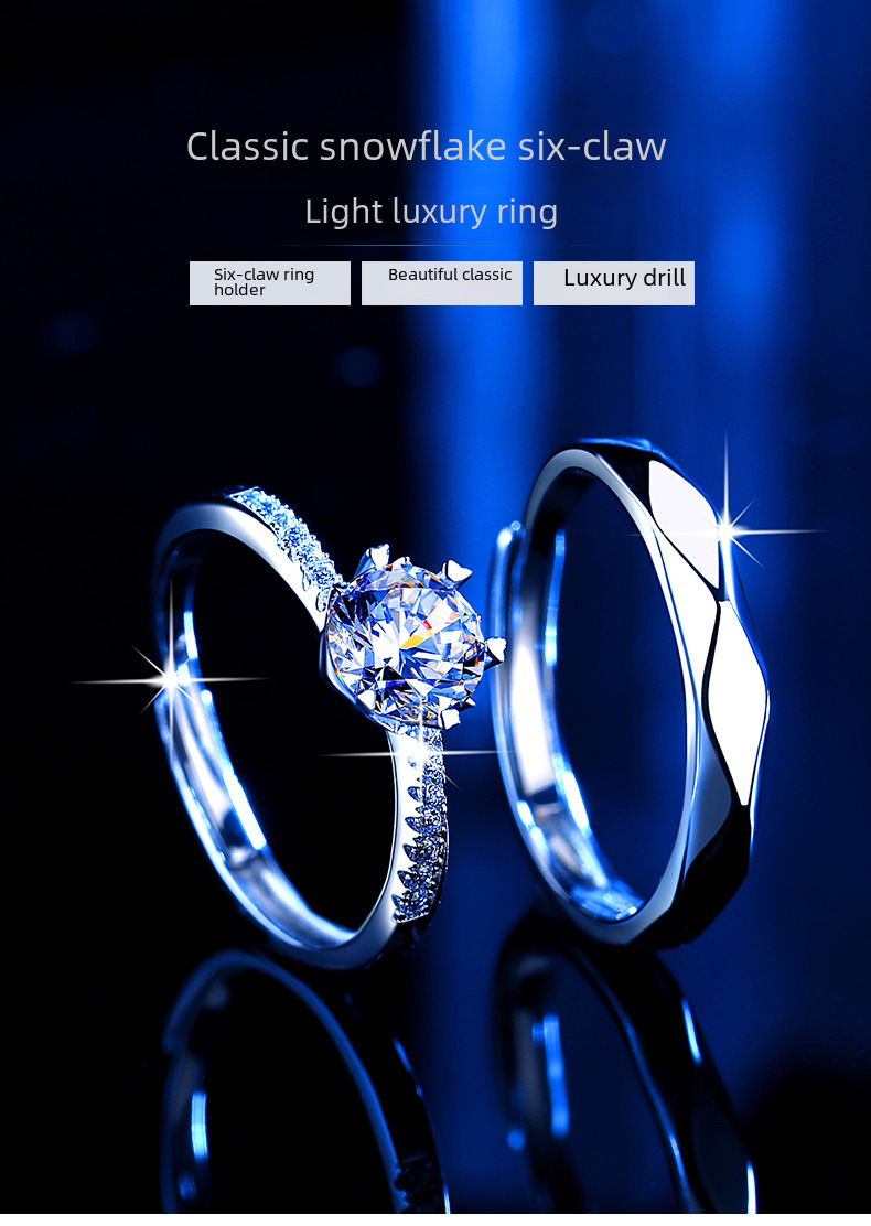 Klassischer Sterlingsilber Moissanit Diamant Partnerring Set_voghion.com