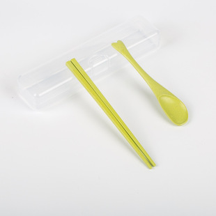 Portable Chopsticks Spoon Storage Box Wheat Straw Material Tableware Box Chopsticks Spoon Children's Work Tableware Set