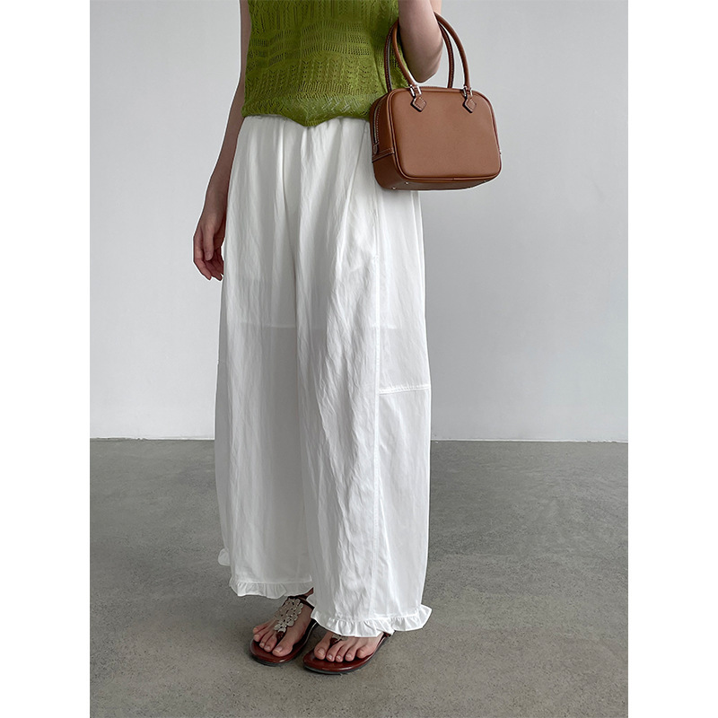 Taochuan Korean-Style Loose Drawstring Slimming Lace Casual Pants for Women with Elastic Waist Versatile Wide-Leg Pants M8755 Taochuan Korean-Style Loose Drawstring Slimming Lace Casual Pants for Women with Elastic Waist Versatile Wide-Leg Pants M8755