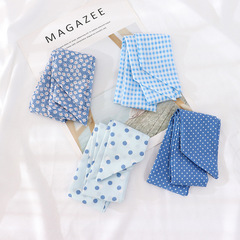 新款女雪紡綁帶藍紫花女圍巾小領巾絲帶腰帶髮帶飄帶緞帶ins裝飾