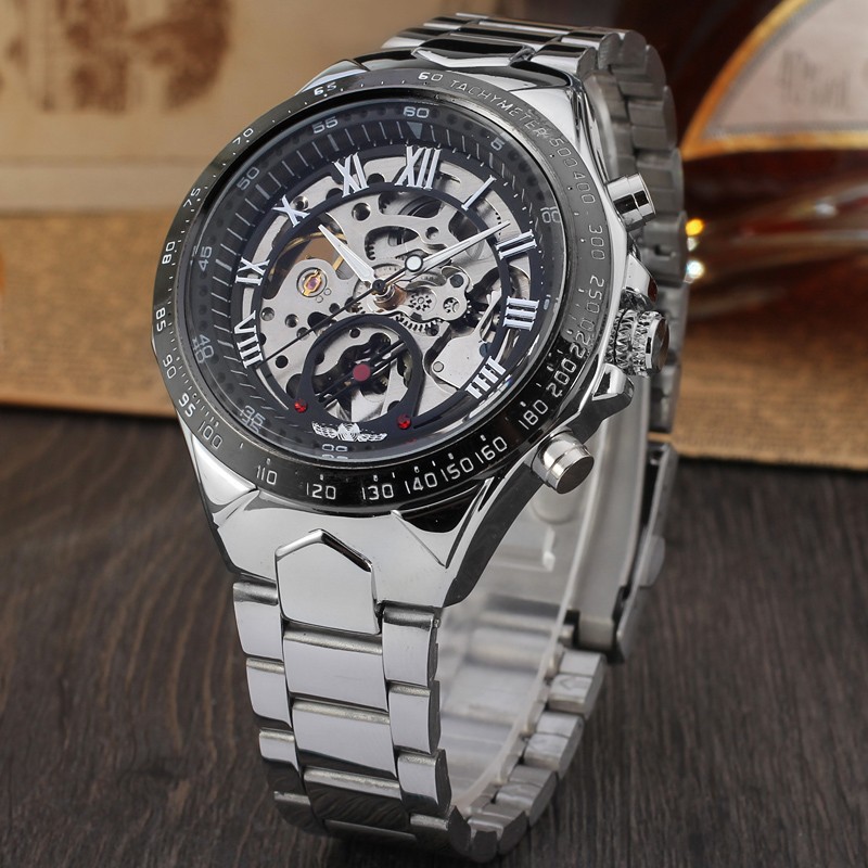 Winner Men's Fashion Cut Out Cross-Border Popular Mechanical Watch Waterproof Steel Belt Luminous Fully Automatic Mechanical Watch for Men