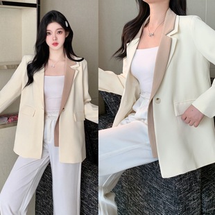 Real shot 2024 autumn new chubby girl plus size fake two-piece suit coat high sense Korean loose casual suit