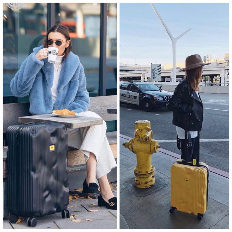 Exported to Italy concave-convex damaged box cras * trolley case scratch-resistant striped men's and women's luggage universal wheel tide