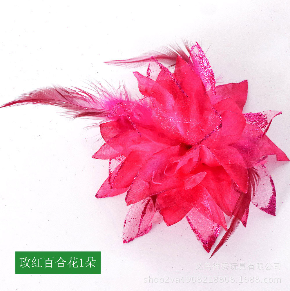 1 tela Rosa flor artificial decoración lirio artificial Hibiscus flor cabeza solo hecho a mano DIY tocado fotografía apoyos