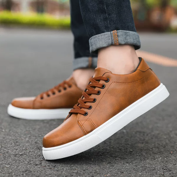 Shoes for Men, New Summer Casual Leather Shoes for Teenagers, Low-Top White Shoes, Korean Style Trendy Sports Shoes, Men's Sneakers