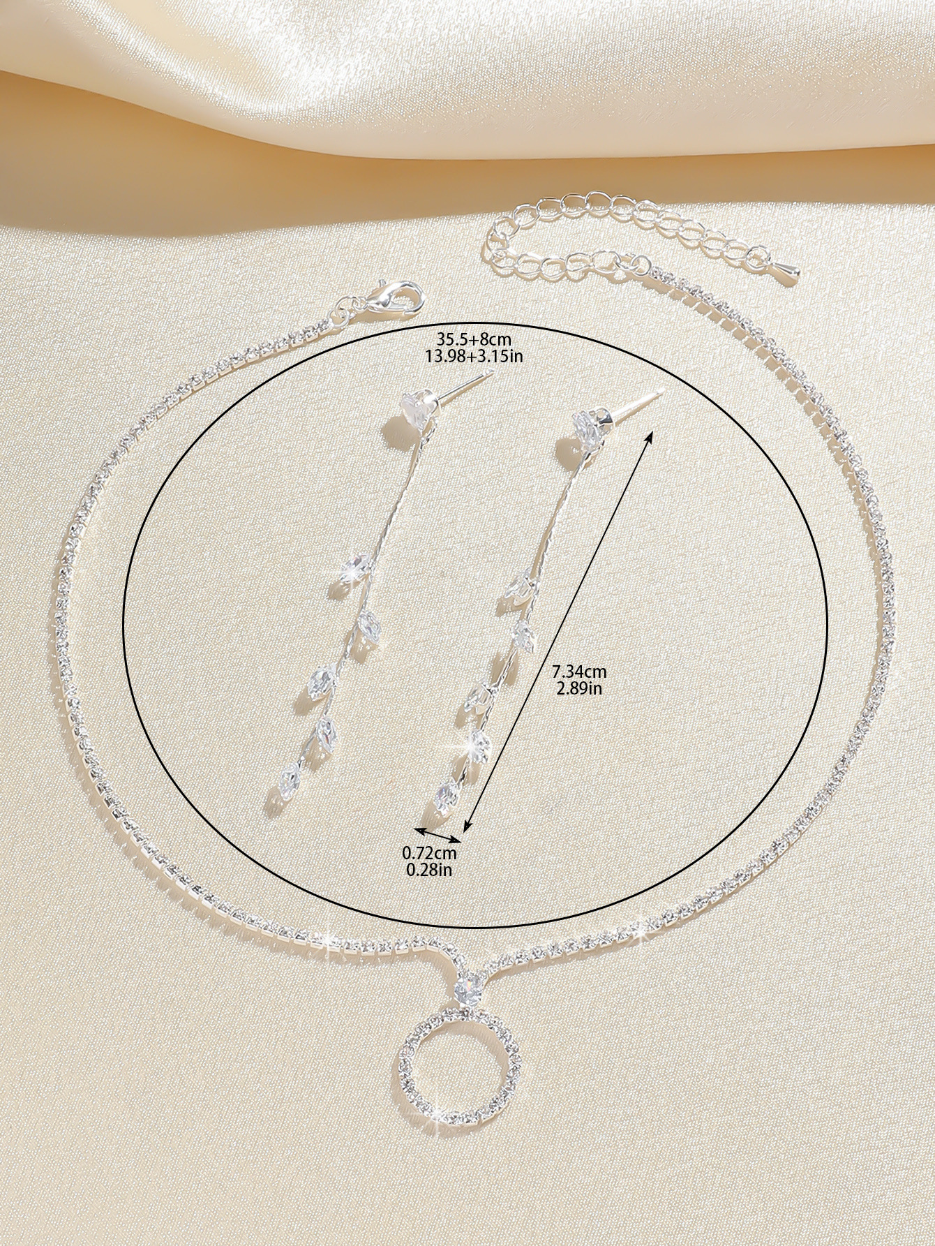 Strass Halskette Mit Zirkon Anhänger Für Damen Schmuckset_voghion.com