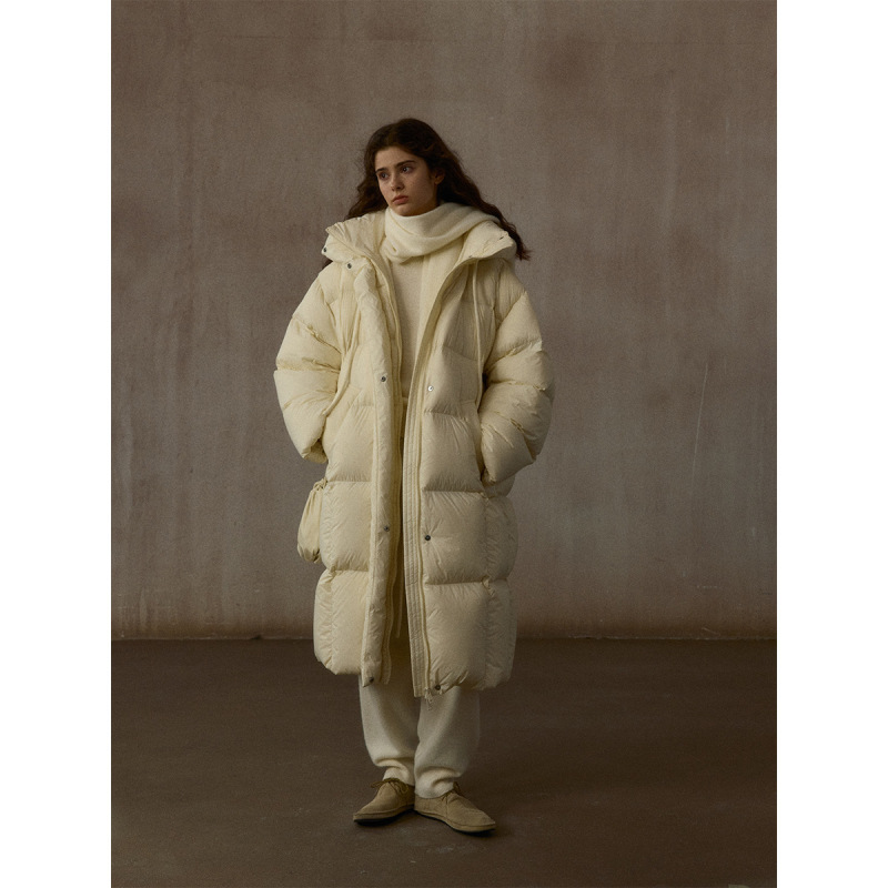 【识几】Winter Loose-Fitting Hooded Long down Jacket for Women, Thickened with White Duck Down, Can Be Worn as an Inner Layer or Outerwear M9385 【识几】Winter Loose-Fitting Hooded Long down Jacket for Women, Thickened with White Duck Down, Can Be Worn as an Inner Layer or Outerwear M9385
