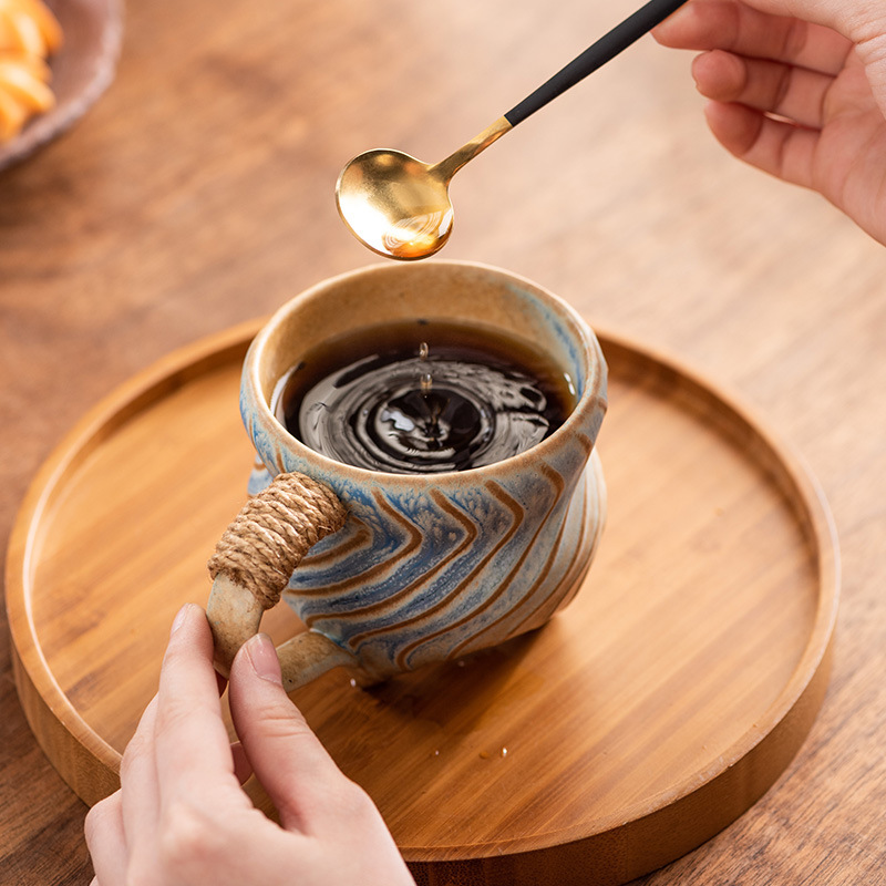 窯変粗陶器コーヒーカップねじ込みレトロマグクリエイティブオフィスホーム高価値セラミックウォーターカップティーカップ|undefined