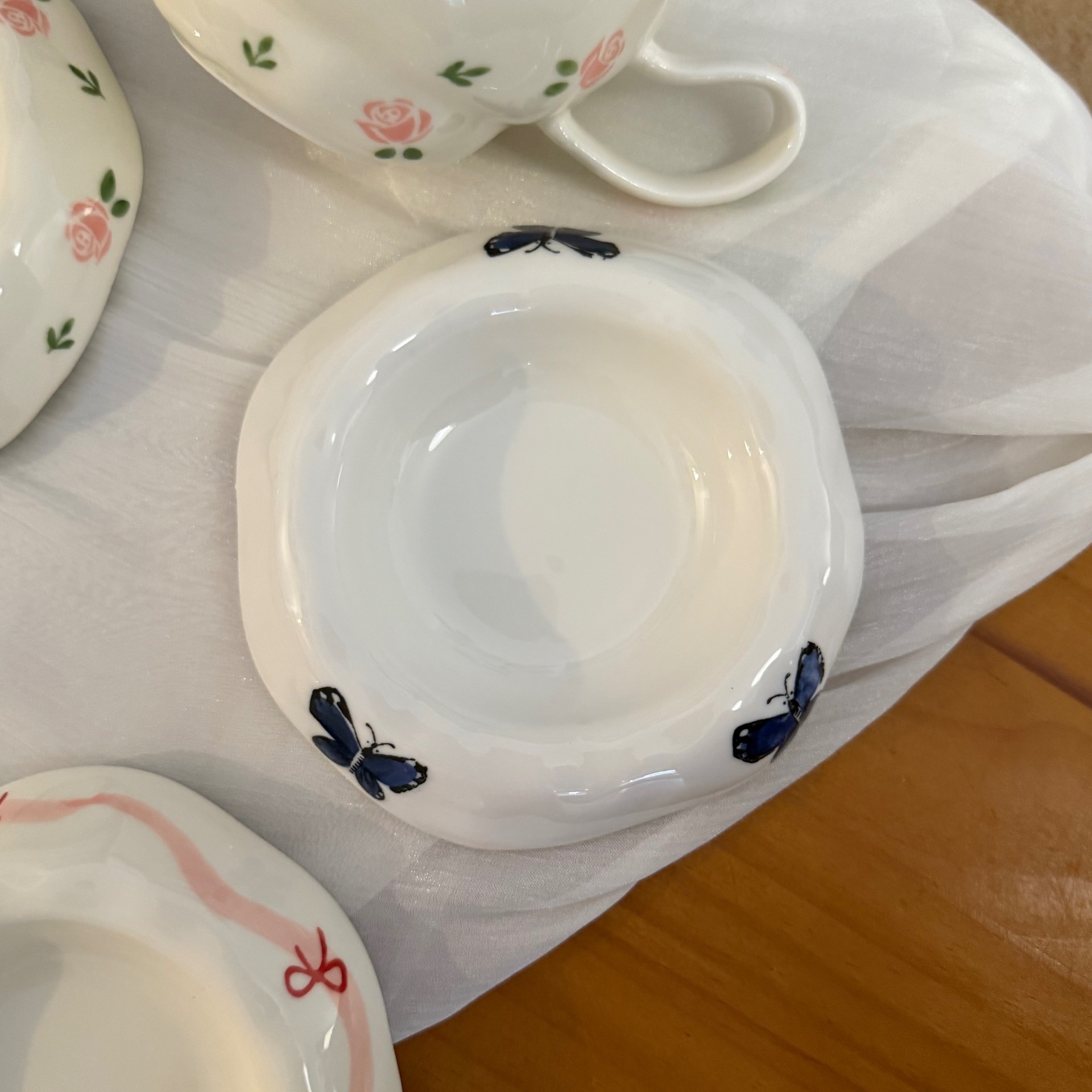 Juego de Taza y Plato de Café de Cerámica, Pintado a Mano, para Café