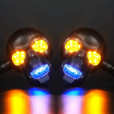 Dönmə işıqları Led White and Yellow Dual-Color - blue-yellow-skull-turn-signal