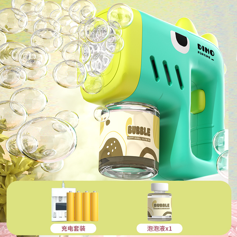 Juguete de los niños dibujos animados dinosaurio creativo forma linda burbuja eléctrica máquina con luz tiktok puesto supermercado