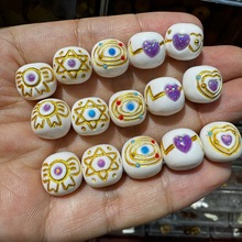 牛骨雕刻描金老型桶珠镶嵌散珠顶珠珠手串星月金刚菩提配件