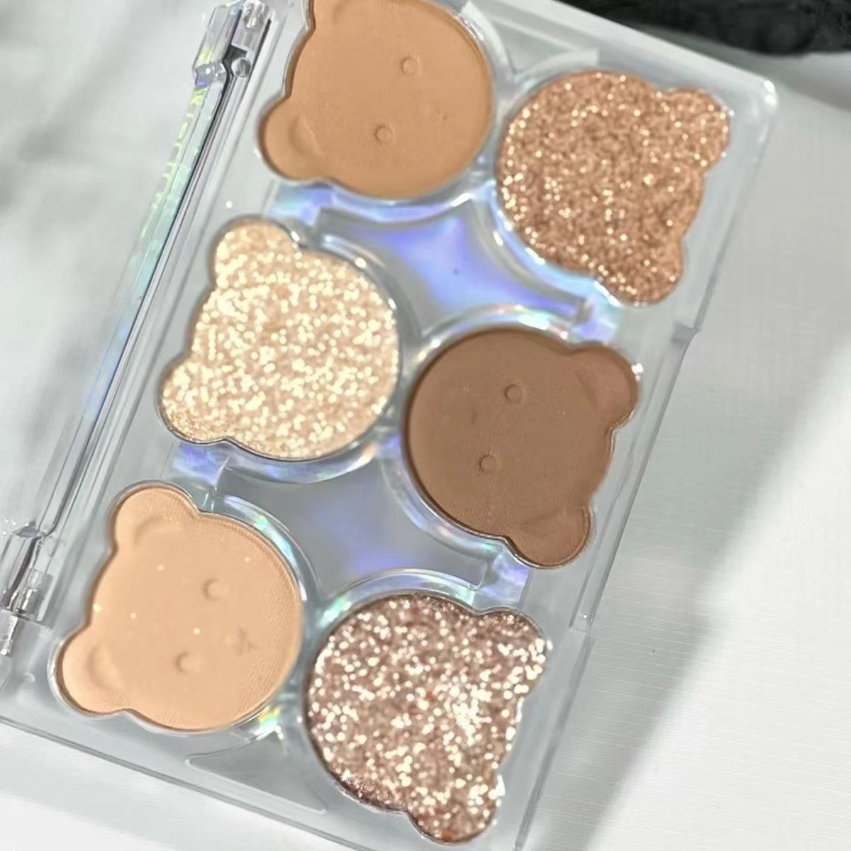 Paleta de Sombras de Ojos JADED, 6 Colores (Mate y Brillante), Diseño Oso
