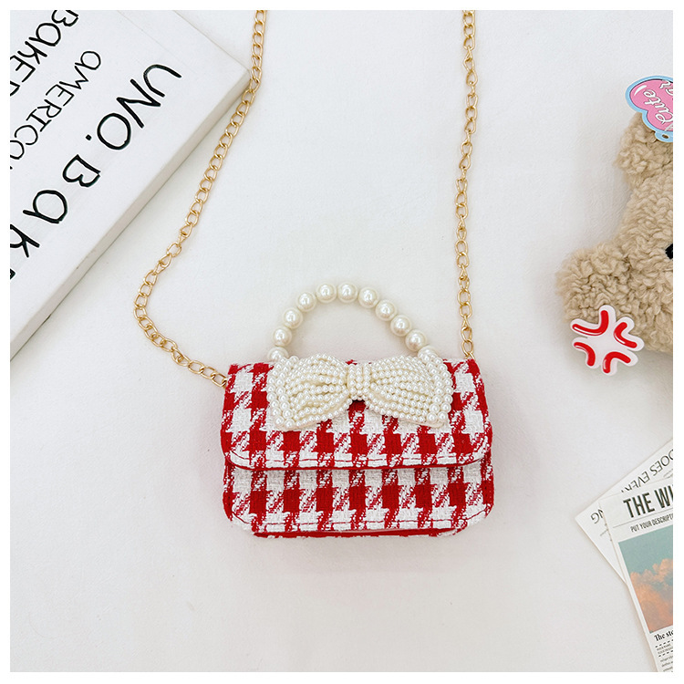 Bolsa de Año Nuevo, bolsas de Año Nuevo rojas de chicas, bolsas de accesorios de mano de perlas princesas