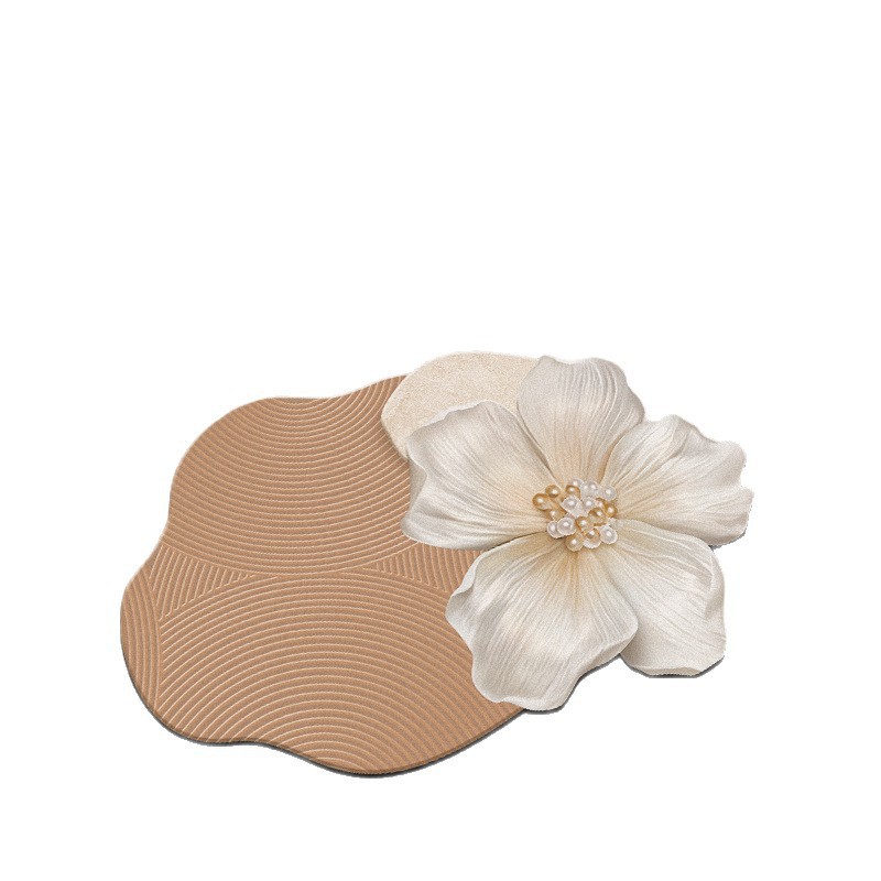 Lichtgewicht luxe 3D bloemenpatroon van diatomeeënaarde voor de badkamer, waterabsorberend, vuilafstotend, voetdecoratie voor de slaapkamer, gemakkelijk te onderhouden._voghion.com