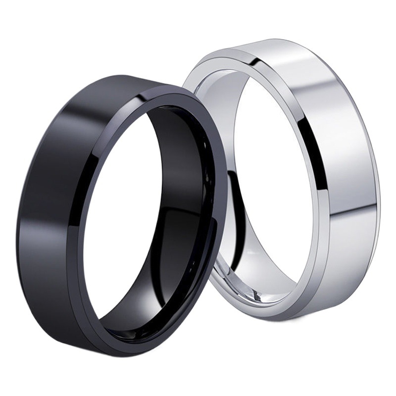 Accesorios de acero Titanium calientes fronterizos 8m biselado anillo brillante joyería pulida espejo del anillo del acero inoxidable brillante