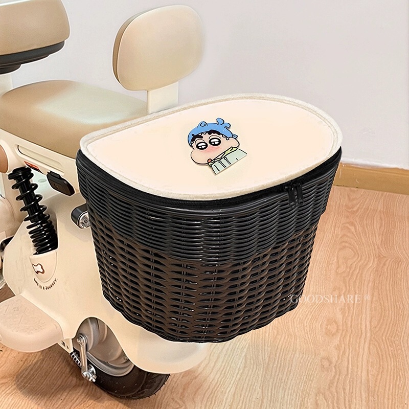 電気自動車リアバスケットカバー付きかわいい漫画バッテリーオートバイリアテール防水ヘルメット充電器収納バスケット|undefined