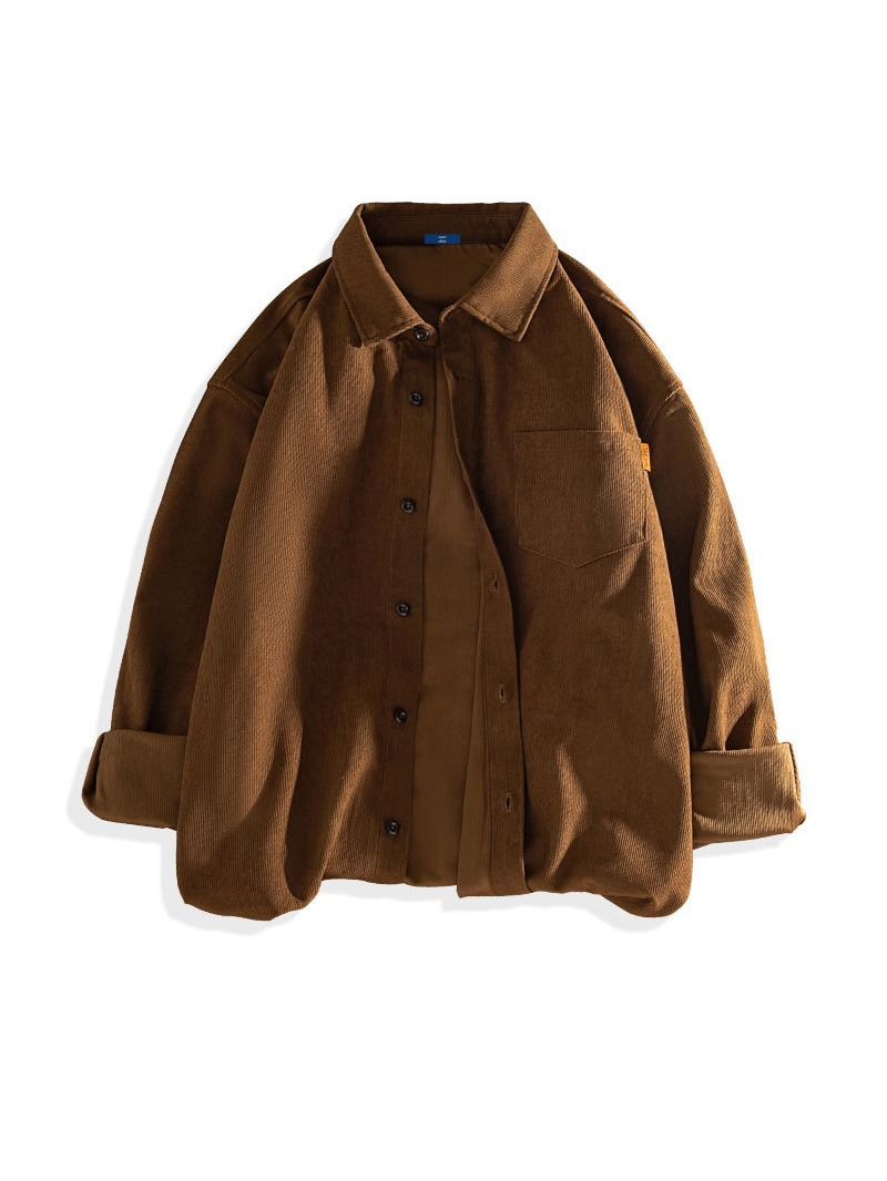 Japanese style trendy brand velvet long-sleeved shirt men's 2020 Autumn and Winter new casual Wick shirt all-matching coat