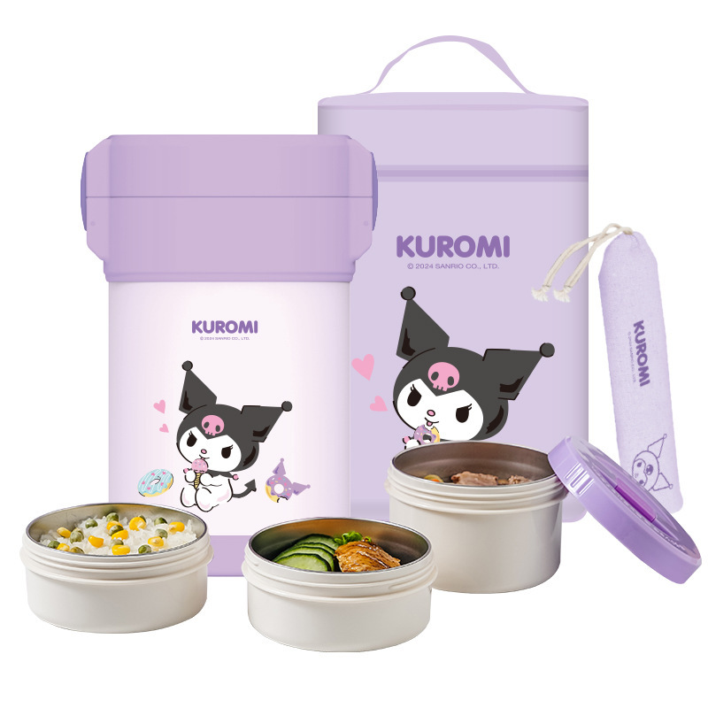 日本泰福高学生保温弁当箱3層アニメかわいい弁当箱316ステンレス鋼熱防止保温桶|undefined